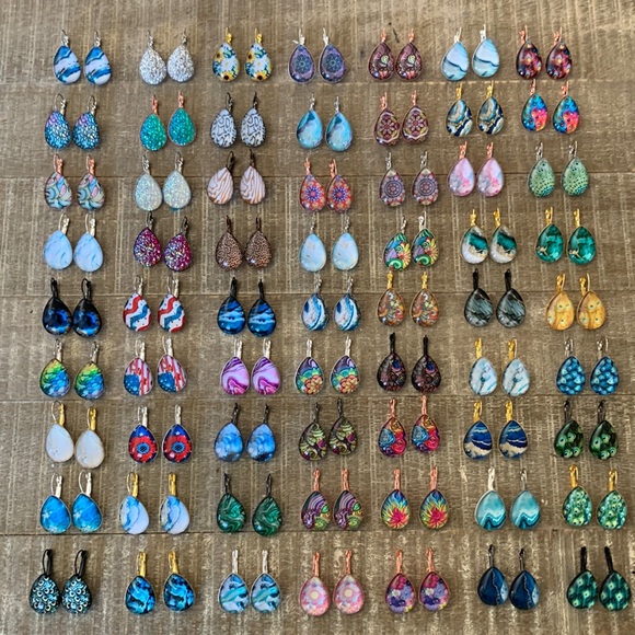 Green Peacock Teardrop Earrings - Picture 6 of 6